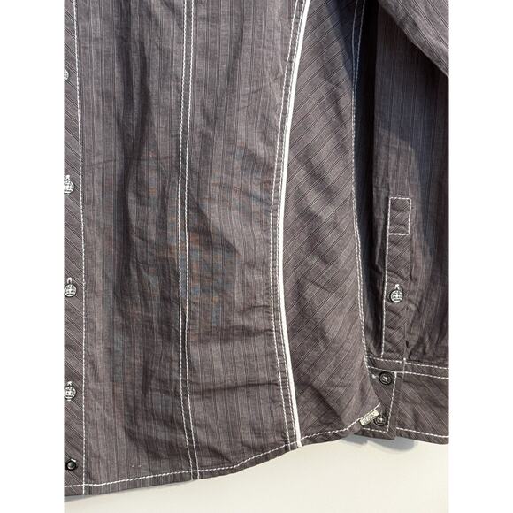 Buckle Black Standard Fit Snap Button Long Sz L Gray Western Cowboy Rodeo - Picture 4 of 9